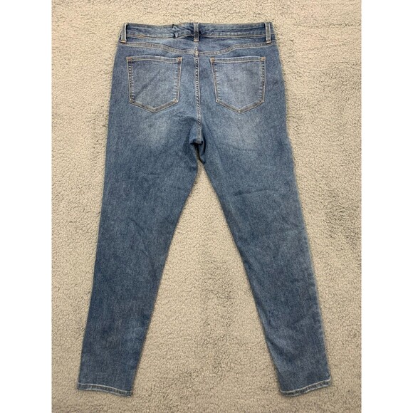 Womens Code Bleu Denim Jeans 12 High Rise Flat Front Pocket Distressed - Picture 6 of 12